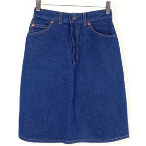 Vintage 70s Levis White Tab A Line Denim Above Knee Skirt Small